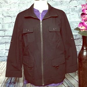 2/$30 Liz Claiborne Jacket Black Zip Up Large EUC